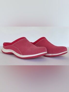 NWOT Lands’ End Pink Suede Slip-On Sneakers Mules Clogs